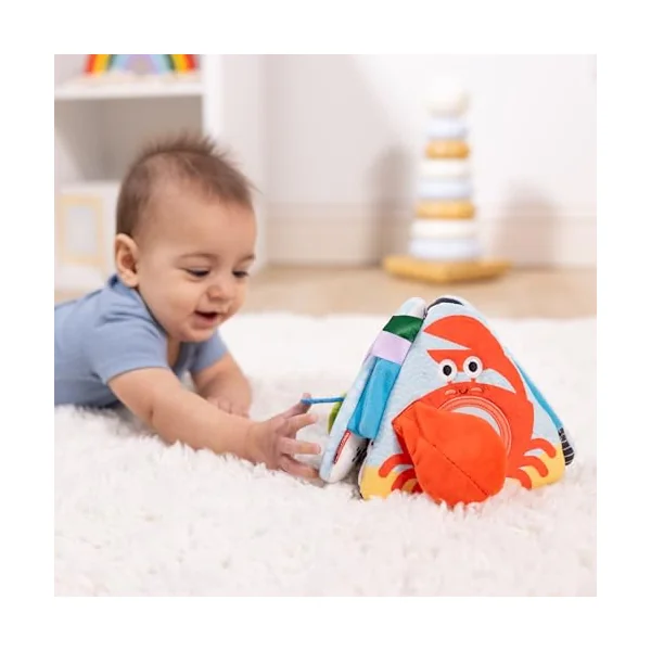 Melissa & Doug Ocean Tummy Time Triangle Infant Baby Toy, Soft Sensory Play with Textures, Mirror, Floor Toy for Newborns to Ages 6 Months, 11.5 x 8.1 x 1.25