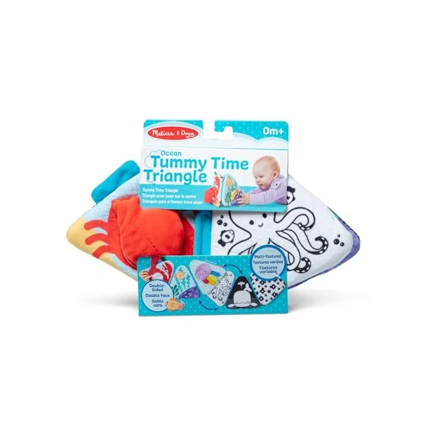 Melissa & Doug Ocean Tummy Time Triangle Infant Baby Toy, Soft Sensory Play with Textures, Mirror, Floor Toy for Newborns to Ages 6 Months, 11.5 x 8.1 x 1.25