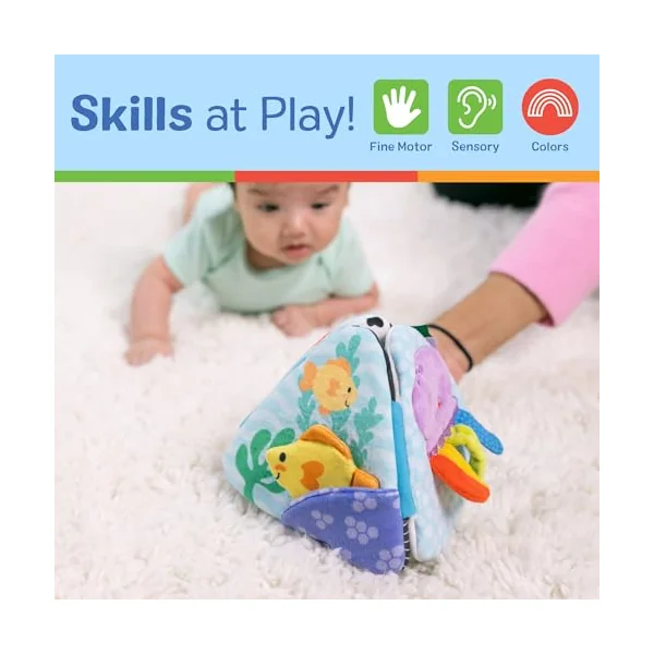 Melissa & Doug Ocean Tummy Time Triangle Infant Baby Toy, Soft Sensory Play with Textures, Mirror, Floor Toy for Newborns to Ages 6 Months, 11.5 x 8.1 x 1.25