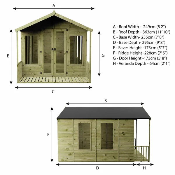 Mercia Wooden 12 x 8ft Premium Wessex Summerhouse
