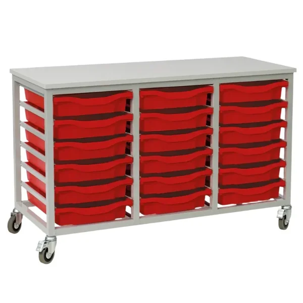 Metal Tray Storage Unit - 18 Shallow Trays