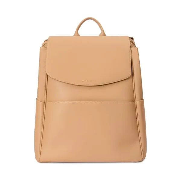 MIA + SOPHIA Leather Diaper Bag Backpack with USB Charging port, Changing Pad, Stroller Straps, and Bottle Holder (Brown Olivia)