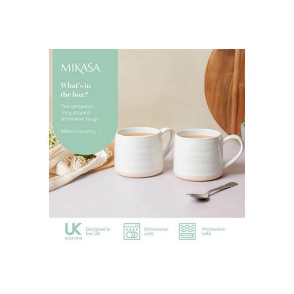 Mikasa Farmhouse Love Set of 2 380ml Mugs