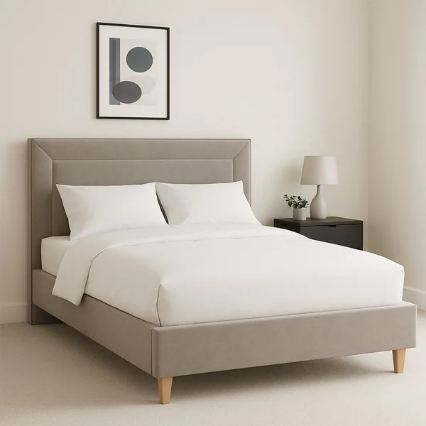 Millbrook Border Double Fabric Bed Frame-Natural