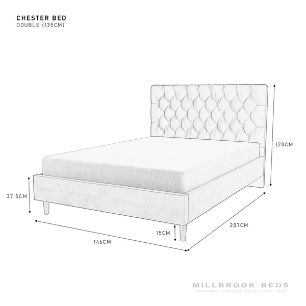 Millbrook Chester Double Fabric Bed Frame - Grey