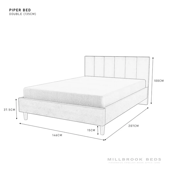 Millbrook Piper Double Fabric Bed Frame - Charcoal