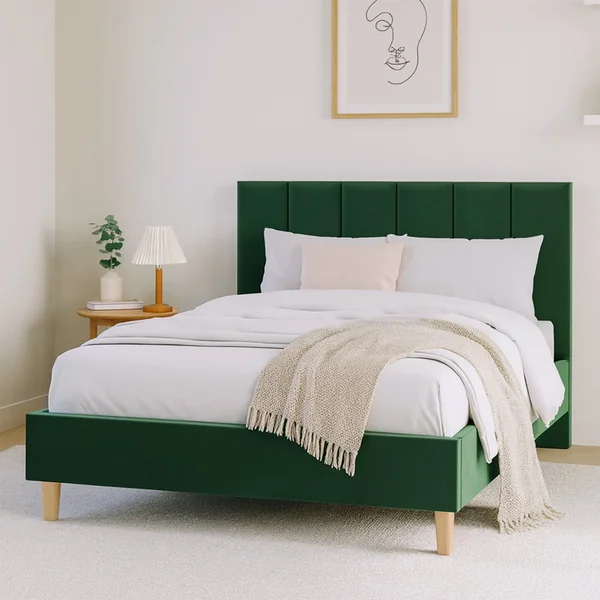 Millbrook Piper Double Fabric Bed Frame - Green