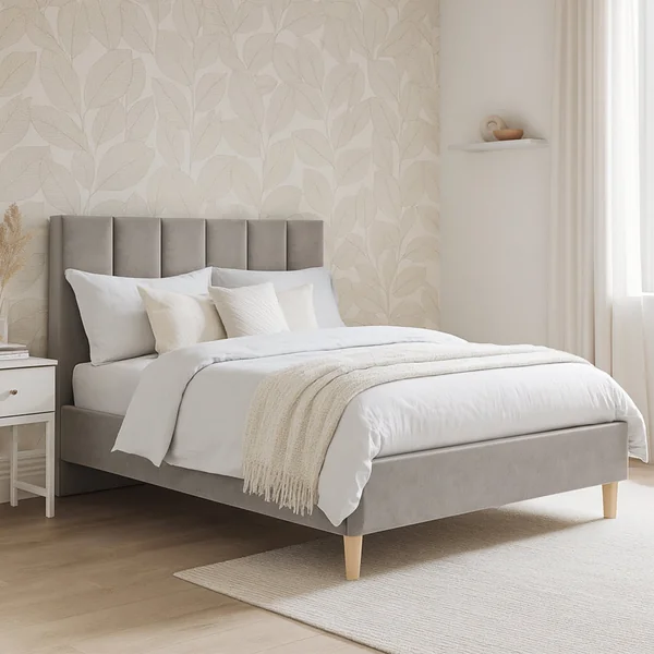 Millbrook Piper Double Fabric Bed Frame-Natural