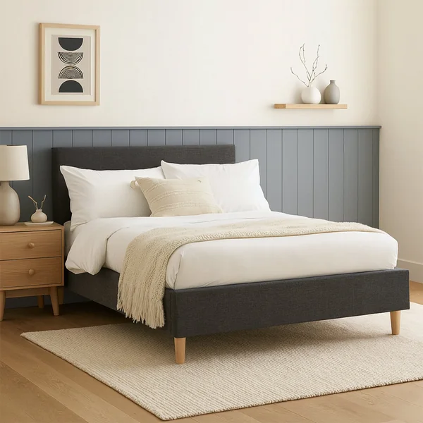 Millbrook Taylor Double Fabric Bed Frame - Charcoal