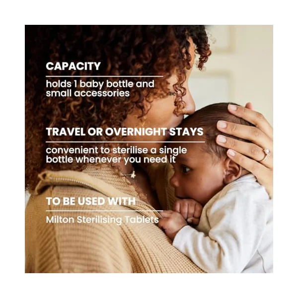 Milton Solo Travel Steriliser, 2 in 1 Microwave & Cold Water Sterilisation | 2 in 1 Microwave and Cold Water 24 hour Sterilisation, Fits in all Microwaves, Ideal for Travel and On the Go, BPA Free