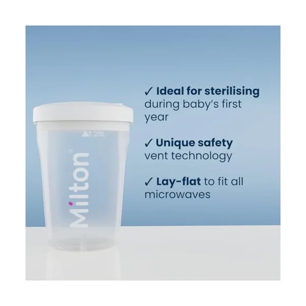 Milton Solo Travel Steriliser, 2 in 1 Microwave & Cold Water Sterilisation | 2 in 1 Microwave and Cold Water 24 hour Sterilisation, Fits in all Microwaves, Ideal for Travel and On the Go, BPA Free