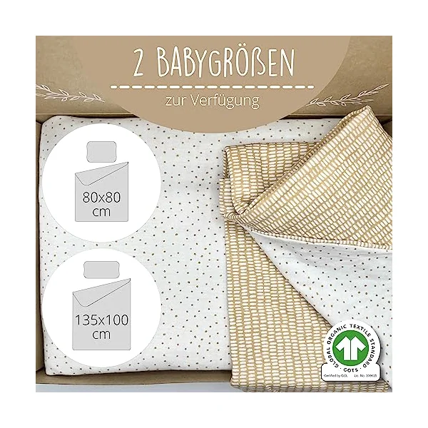 mimaDu Organic Baby Duvet Cover 100 x 135 cm, Pillow case 60x40 cm, Children's Bed Linen 100 x 135 cm, Children's Quilt Cover 100 x 135 cm Cotton, GOTS and Oeko-Tex 100 Certified (Sandset)