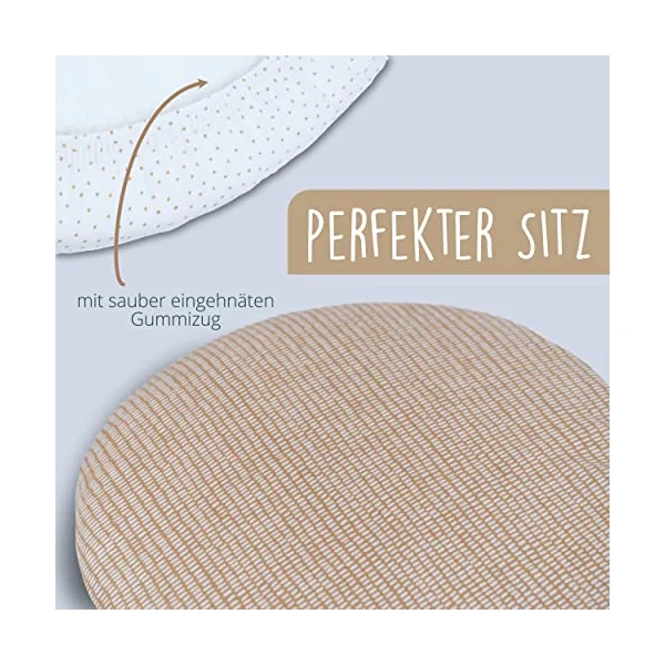 mimaDu Organic Co-Sleeper Fitted Sheet 90x55, 90x50, 89x49 cm - Baby Bed Sheet, Bassinet Fitted Sheet, Crib Sheet, Baby Mattress Cover, 100% GOTS Cotton (Sand Set)