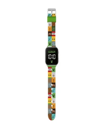 Minecraft Green Printed Strap LED Watch