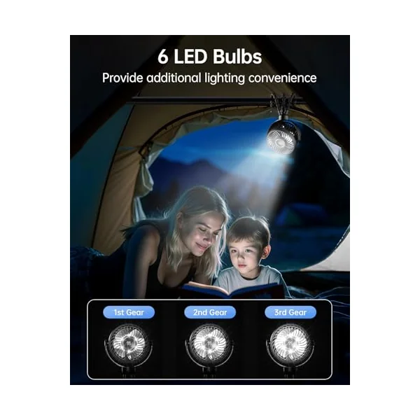 Mini Portable Pram Fan, LED Night Light, Digital Display, Black | Rechargeable Clip On Fan for Stroller, 4 Speeds, 360° Rotation, Detachable Flexible Tripod for Buggy, Pushchair and Car Seat