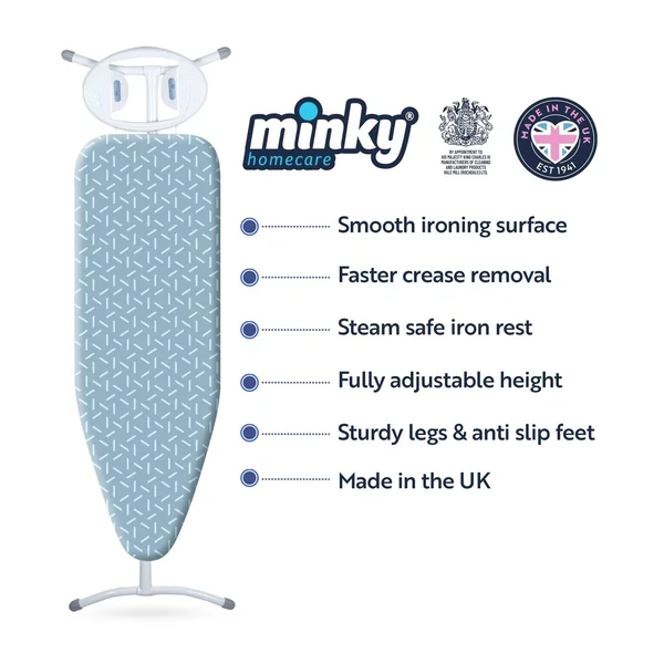 Minky 110 x 35cm Neptune Ironing Board - Blue