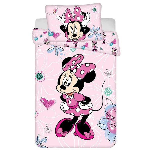 Minnie Mouse Baby Duvet Cover 100x135 + Pillowcase 40x60 100% Cotton Disney | Reversible baby bedding | Natural cotton soft breathable | Official Disney | Girls age 0-3 | Cot size | Gift | Gift idea