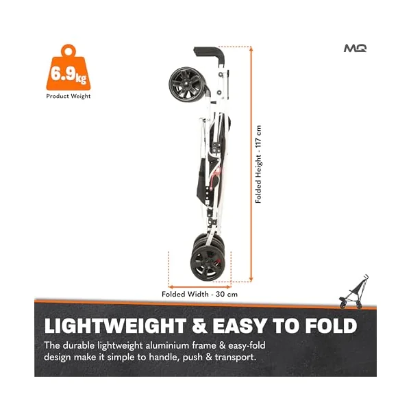MobiQuip XL Disability Pushchair, Black - Special Needs Stroller for Older Children up to 50kg - Lightweight Folding Aluminium Frame - Adjustable Footplate & 5-Point Harness - Smooth & Portable