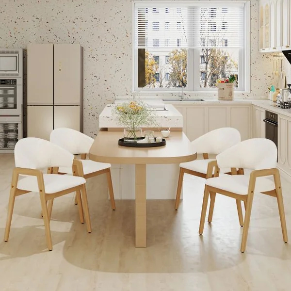 Modern Dining Chair Set of 2 with Padded Seat and Ergonomic Curved Backrest