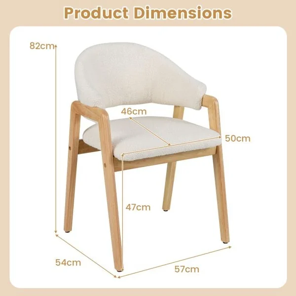 Modern Dining Chair Set of 2 with Padded Seat and Ergonomic Curved Backrest
