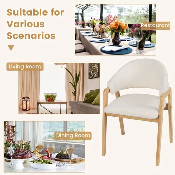 Modern Dining Chair Set of 2 with Padded Seat and Ergonomic Curved Backrest
