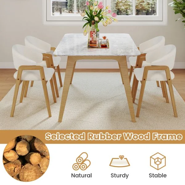 Modern Dining Chair Set of 2 with Padded Seat and Ergonomic Curved Backrest
