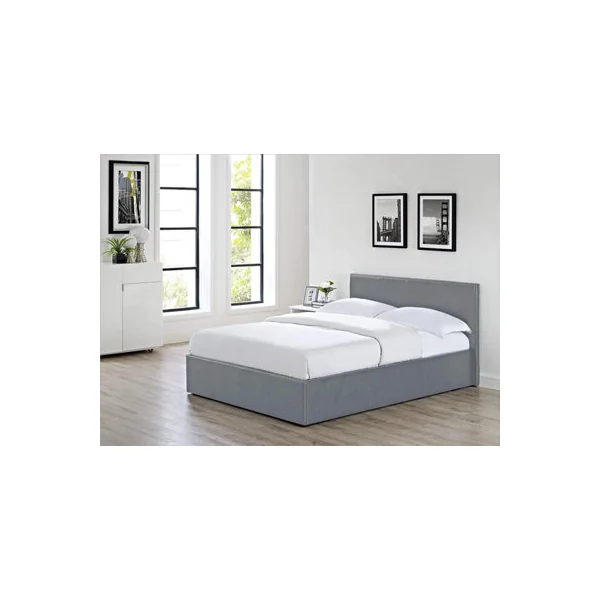 MODERNIQUE Grey 4ft6, Ottoman Double Storage Bed Faux Leather in Grey