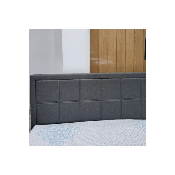 Modernique Grey Fabric Ottoman Storage Bed with Underneath Store Space, Wooden Sprung Slatted Gas Liftup Base in Double (4ft6)