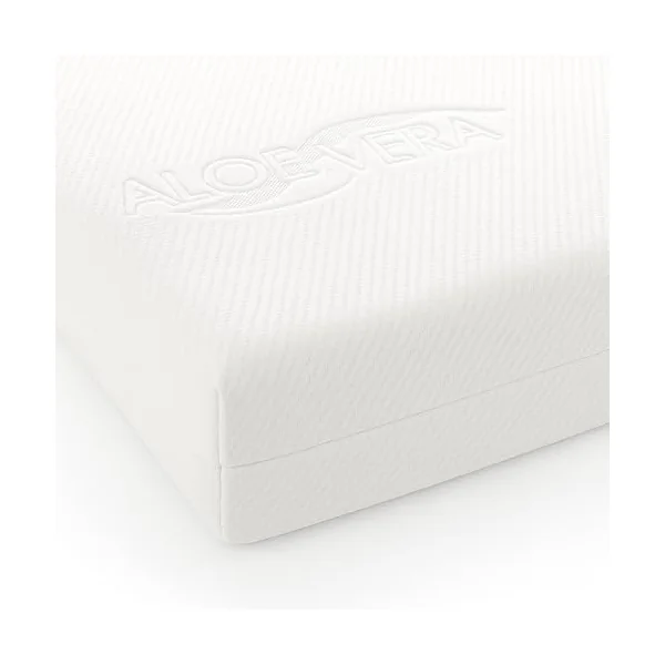 Mokee Cot Mattress 120 x 60cm Breathable Cot Bed Mattress infused with Aloe Vera - Quilted Cot Mattress with Removable Cover 10cm thickness