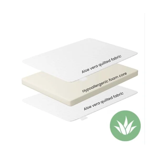 Mokee Cot Mattress 120 x 60cm Breathable Cot Bed Mattress infused with Aloe Vera - Quilted Cot Mattress with Removable Cover 10cm thickness