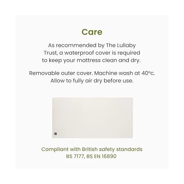 Mokee Natural Baby Cot Mattress, Breathable Mattress For Babies, Coconut Fibre and Natural Wool, Hypoallergenic Cot Bed Mattress (140 x 70)
