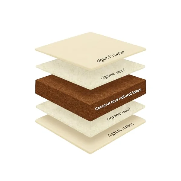 Mokee Natural Baby Cot Mattress, Breathable Mattress For Babies, Coconut Fibre and Natural Wool, Hypoallergenic Cot Bed Mattress (140 x 70)
