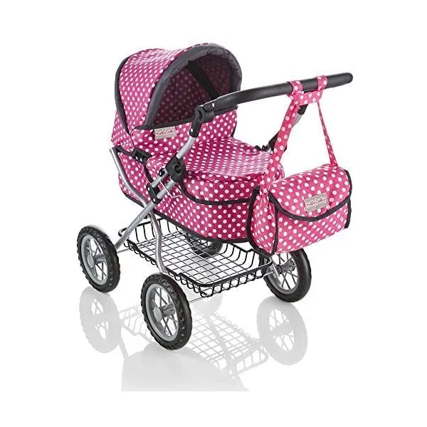 Molly Dolly Dolls Pram - Toy Pram With Adjustable Handle Height | For 3-6 Year Old Girls - Baby Doll Pram For Girls Age 2 +
