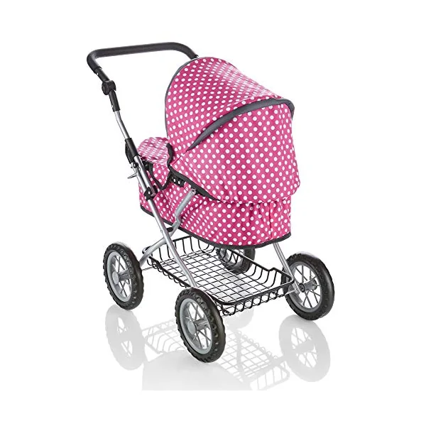 Molly Dolly Dolls Pram - Toy Pram With Adjustable Handle Height | For 3-6 Year Old Girls - Baby Doll Pram For Girls Age 2 +