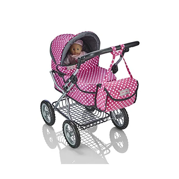 Molly Dolly Dolls Pram - Toy Pram With Adjustable Handle Height | For 3-6 Year Old Girls - Baby Doll Pram For Girls Age 2 +