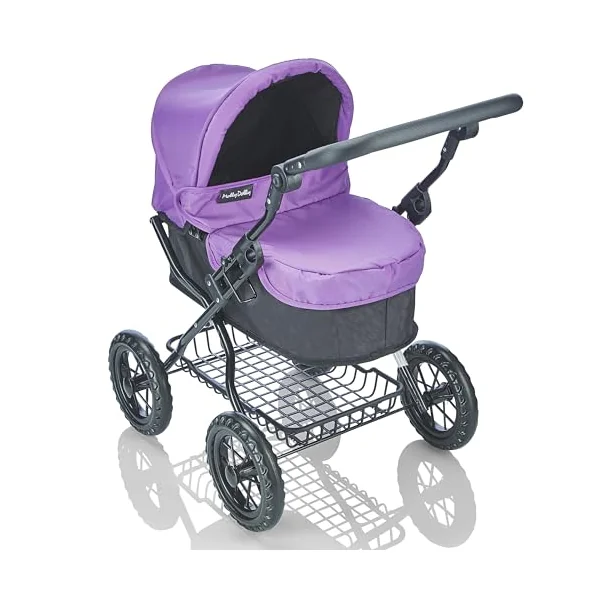 Molly Dolly Dolls Pram - Toy Pram With Adjustable Handle Height | For 3-6 Year Old Girls - Baby Doll Pram For Girls Age 2 +