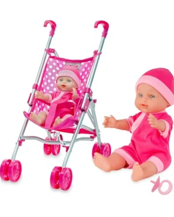 Molly Dolly My First Dolls Pram & Doll Set - Girls Toy Doll Stroller | Baby Doll Pram - Dolls Pushchair - Toy Pram Buggy