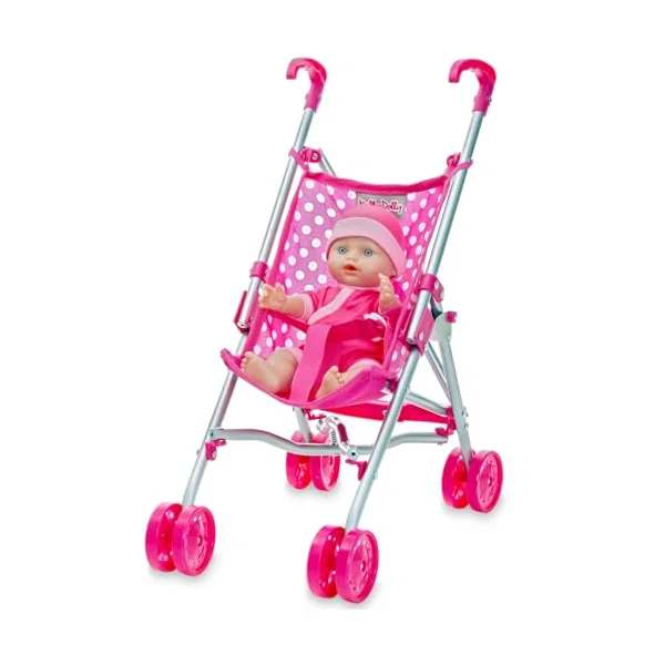Molly Dolly My First Dolls Pram & Doll Set - Girls Toy Doll Stroller | Baby Doll Pram - Dolls Pushchair - Toy Pram Buggy