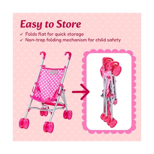 Molly Dolly My First Dolls Pram & Doll Set - Girls Toy Doll Stroller | Baby Doll Pram - Dolls Pushchair - Toy Pram Buggy