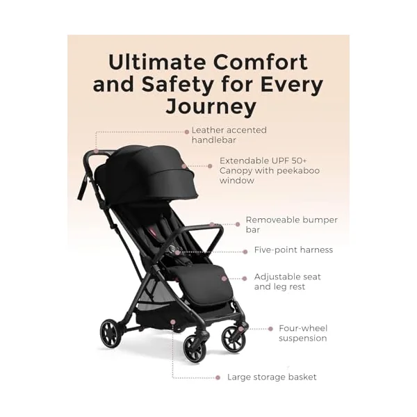 Momcozy ClickGo Lightweight Stroller + Reversible Stroller Cushion