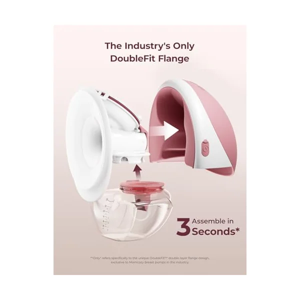 Momcozy M9 Hands-Free Breast Pump, Portable Double Electric Pump, Red | Mobile Flow, App Control, 15 Custom Levels, Personalized Multi-Modes, DoubleFit Flange