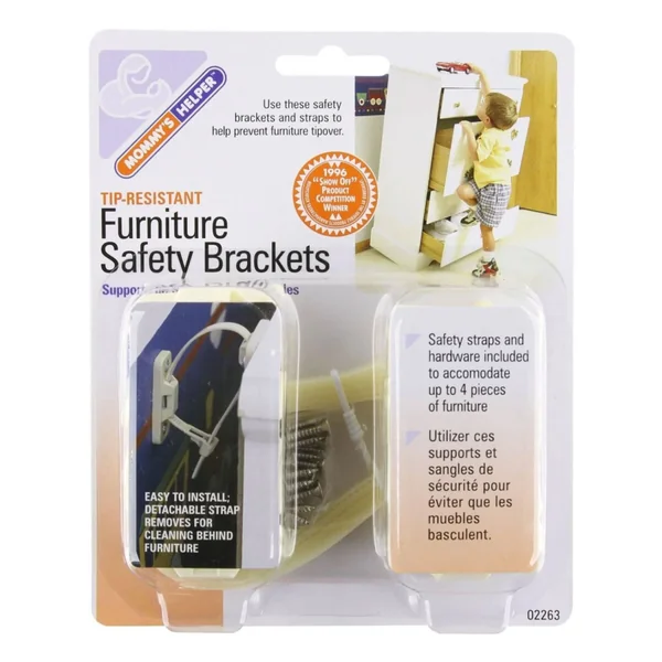 Mommy\'s Helper Anti-Tip Furniture Safety Straps (8-Pack) – Secure Heavy Furniture & TVs for Child Protection