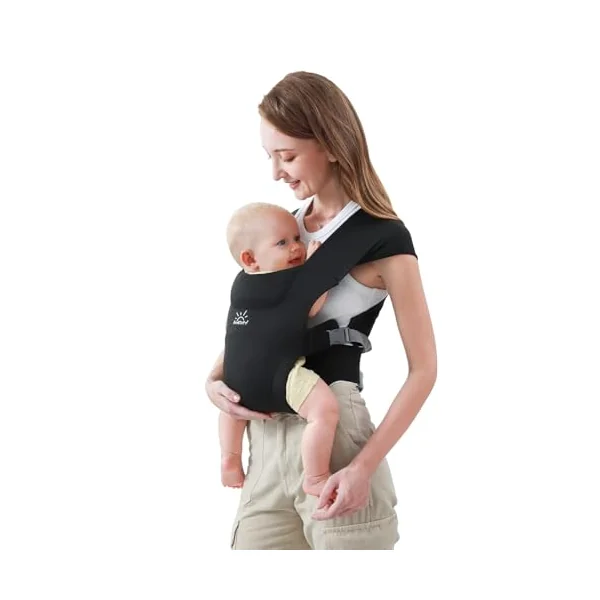 MOMTORY Baby Carrier for Newborns, Ergonomic Hip Seat Carrier, 3-12kg | M-Position Hip Support, Adjustable Fit for Newborns & Toddlers, Velcro Fastening, Padded Head & Neck Support