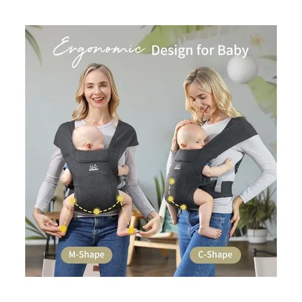 MOMTORY Baby Carrier for Newborns, Ergonomic Hip Seat Carrier, 3-12kg | M-Position Hip Support, Adjustable Fit for Newborns & Toddlers, Velcro Fastening, Padded Head & Neck Support