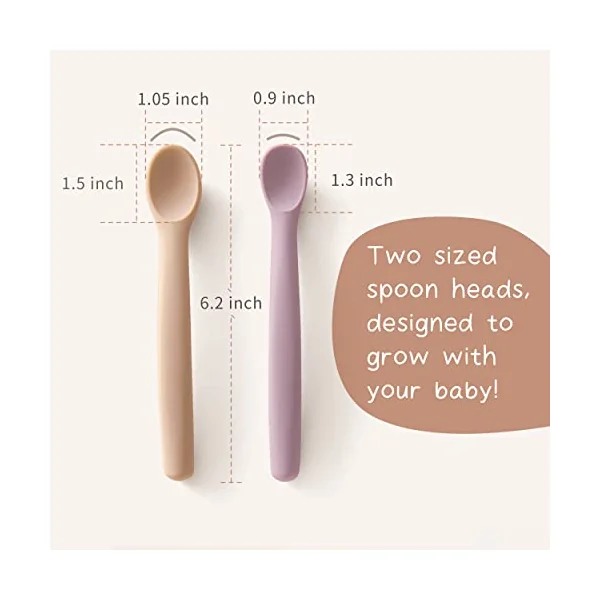Moonkie Silicone Baby Spoons Set of 4, Soft-Tip Spoons for First Stage Infant Feeding, Bendable, Chewproof Baby Training Spoon Baby Utensils, Ideal for Self-Feeding and Baby Led Weaning (SP-02)