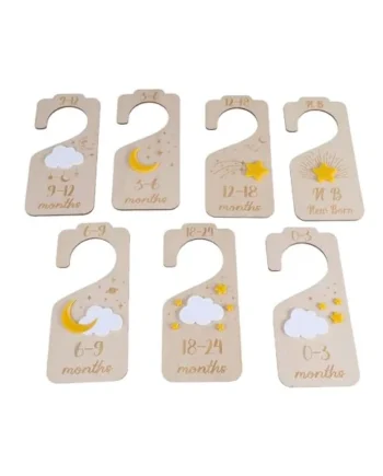 Morain Set of 7 Wood Baby Wardrobe Closet Dividers Nursery Clothing Organizers Infant Clothes Size Organization