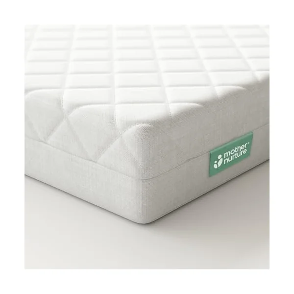 Mother Nurture Classic Eco Fibre Cot Bed Mattress -Reversible, Water Resistant, Baby Cot Mattress, Firm & Supportive, Hypoallergenic Easy Clean Quilted Cover, White, BSI Tested - Size 120 x 60 x 10cm