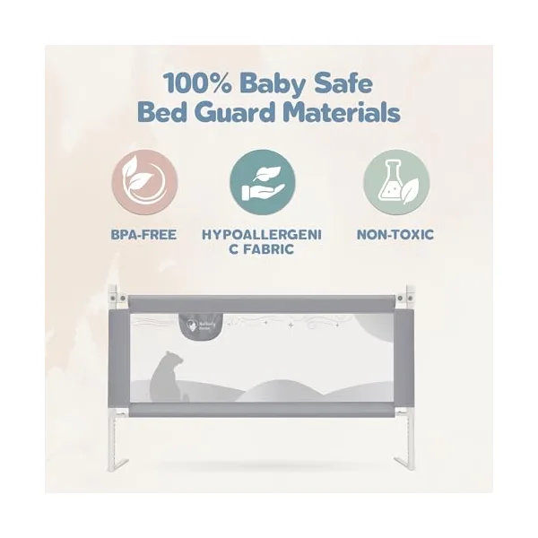 Motherly Haven Bed Rail for Toddlers Bed Rails Guard for Queen Size Bed, Adjustable Height & Secure Safety Queen Size Bed Rails - (3 Sides)