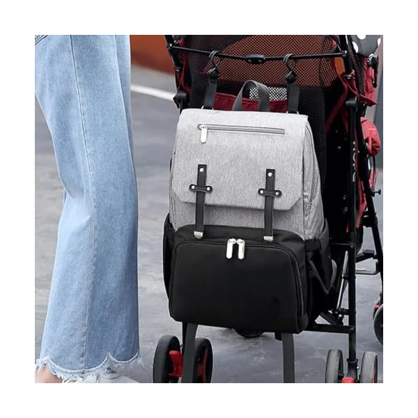 Multi-Function Large Capacity Double Products Backpack for Travel with Portable Changing Mat and Insulated Bottle Holder, Suitable for Moms and Dads