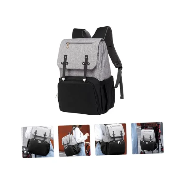 Multi-Function Large Capacity Double Products Backpack for Travel with Portable Changing Mat and Insulated Bottle Holder, Suitable for Moms and Dads